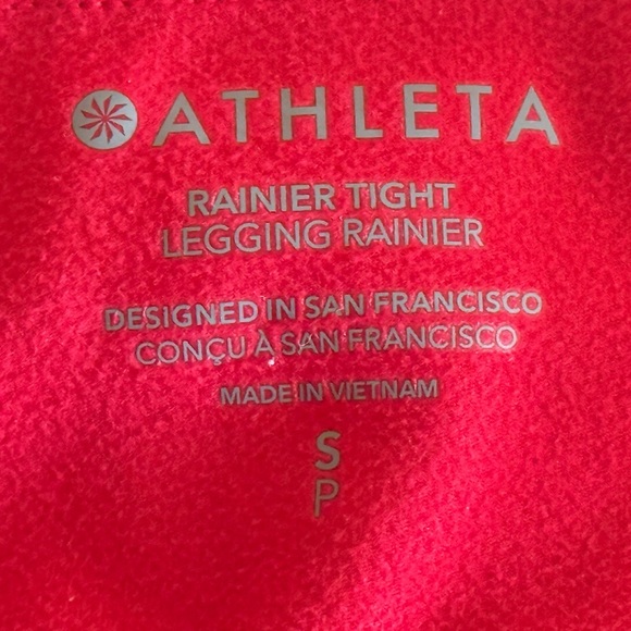 Athleta Vibrant Cardinal Red Rainer Leggings - Picture 2 of 9